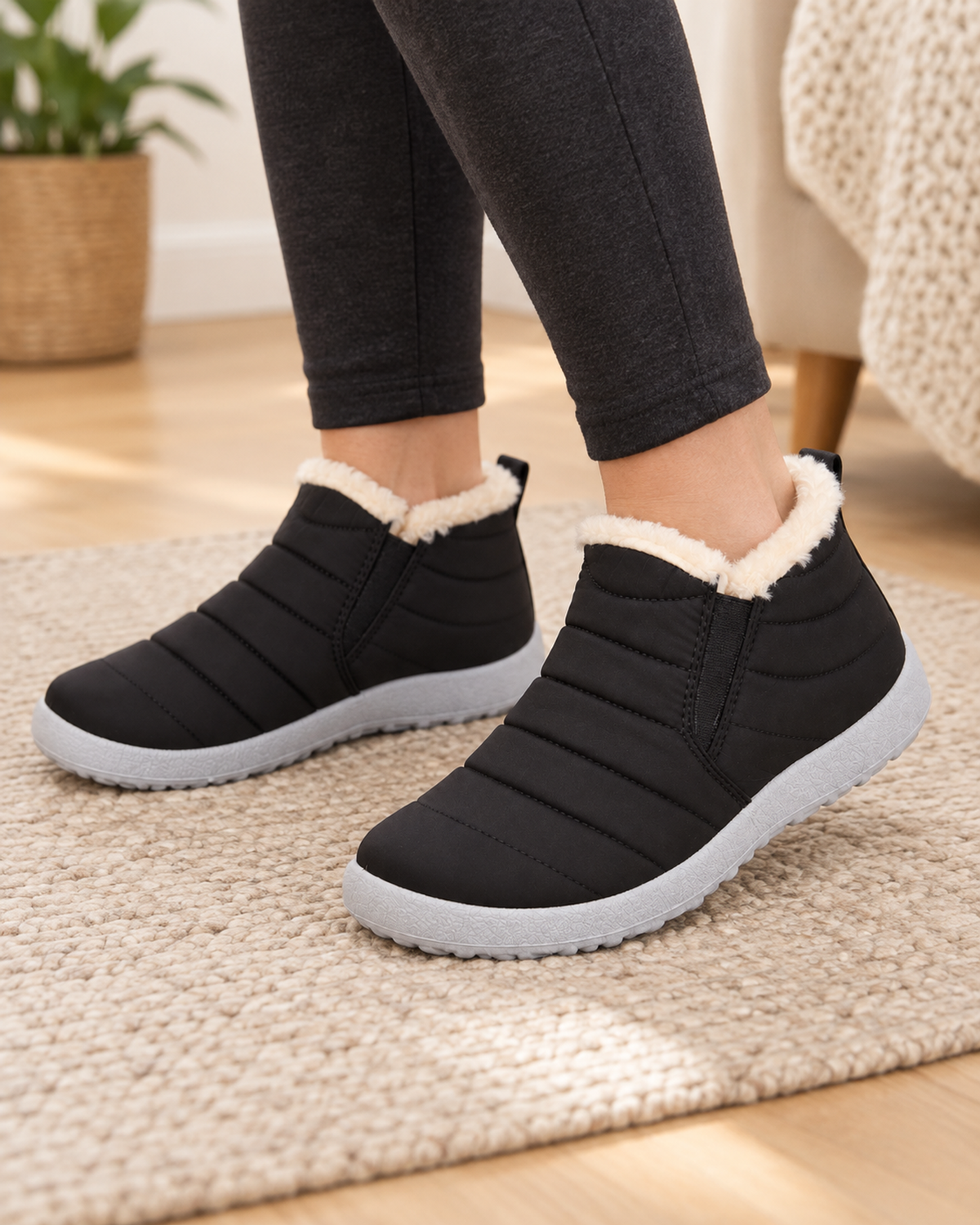 Unisex Winter Boots – Fleece-Lined Slip-On Style, on foot natural step