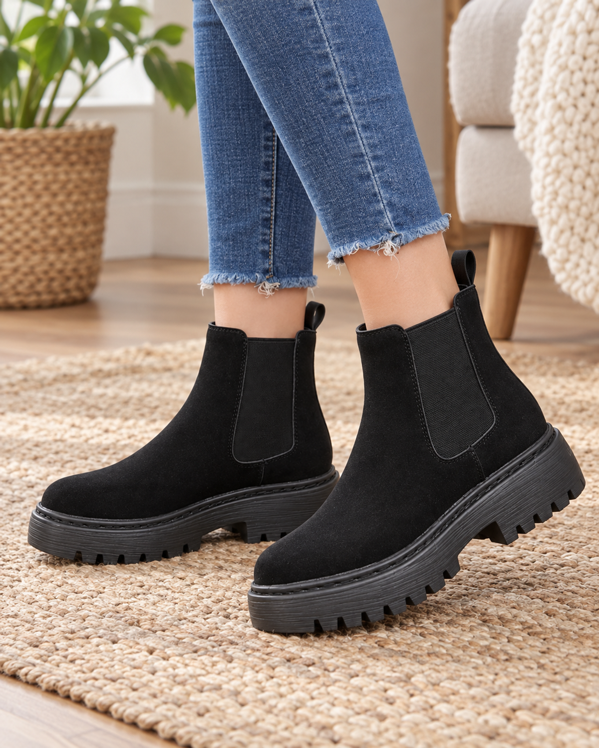 Women's Chelsea Boots – Chunky Platform Style, on foot natural step