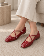 Women's Mary Jane Shoes – Cross-Strap Square Toe, on foot natural step