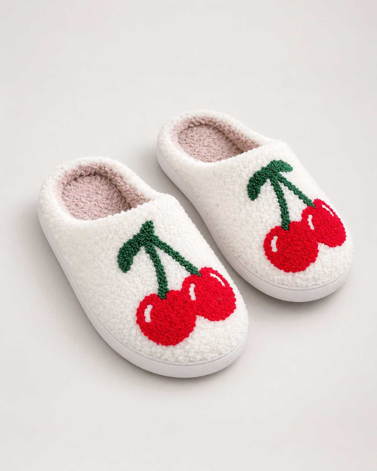 Women's Novelty Slippers – Six Character Designs in Festive Cherries