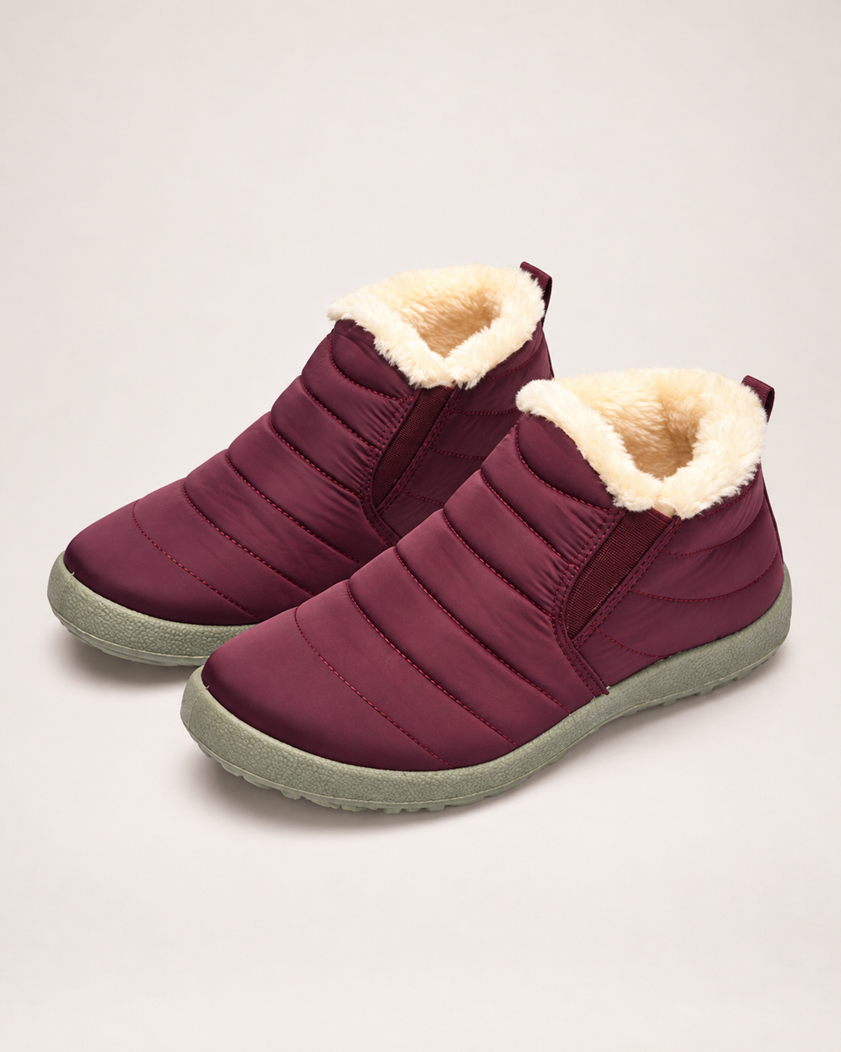Unisex Winter Boots – Fleece-Lined Slip-On Style in Berry