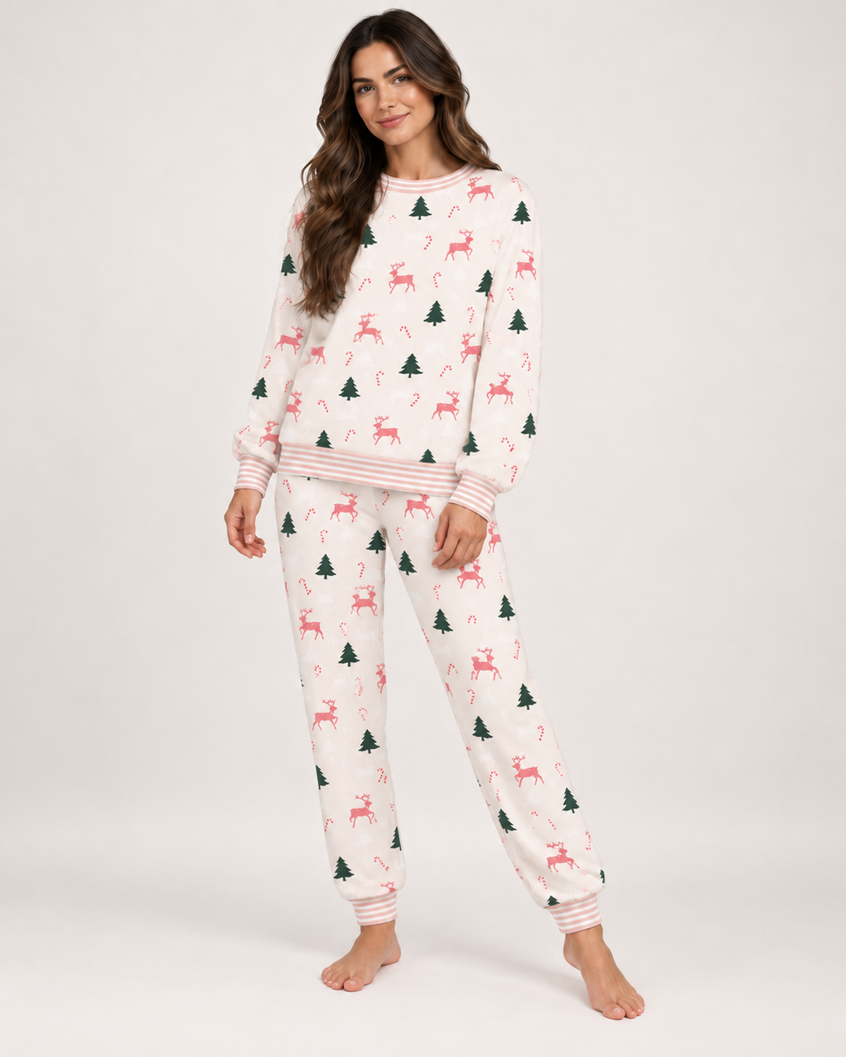 Women's Christmas Pyjamas – Festive Long Sleeve Set in Christmas Trees