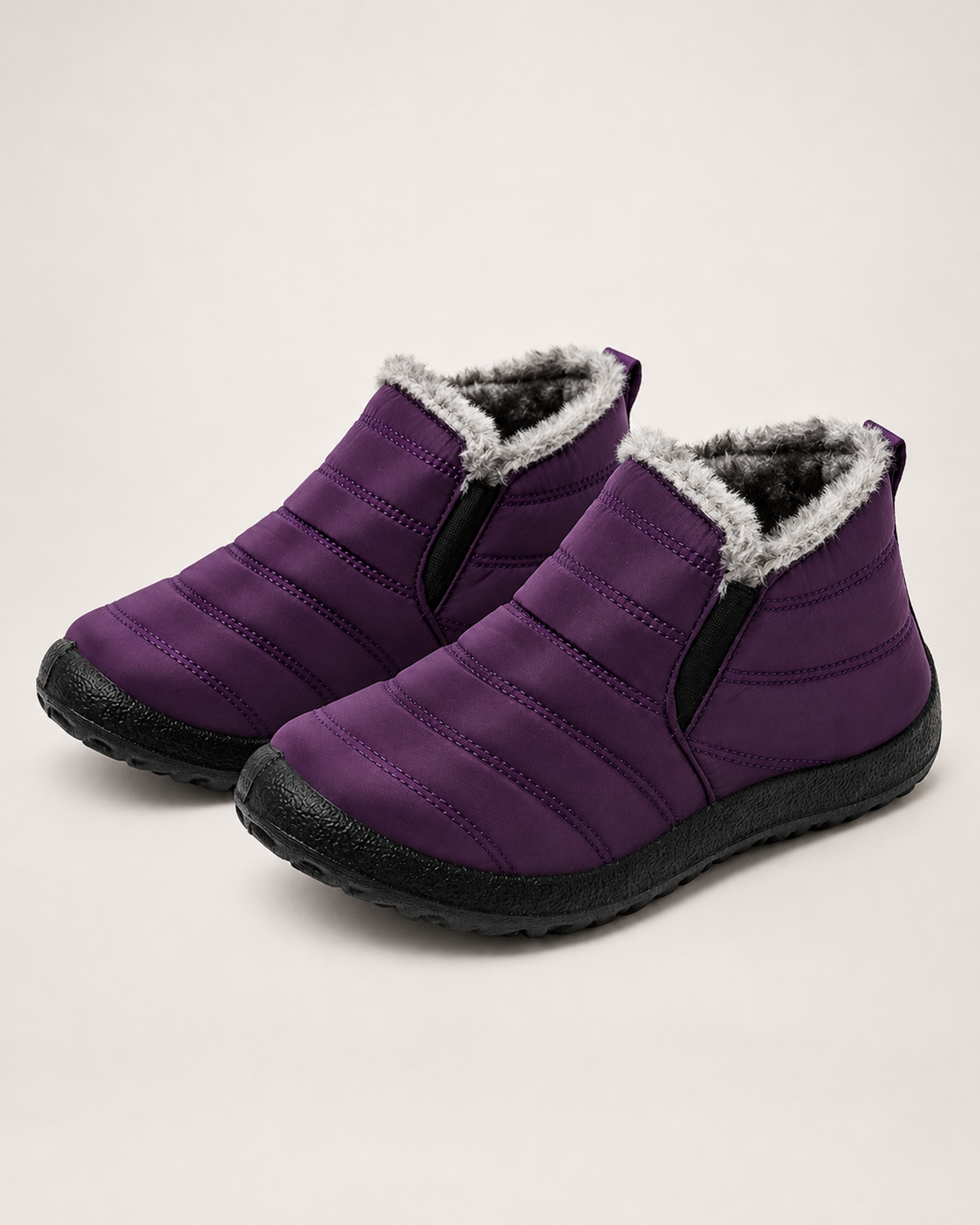 Unisex Winter Boots – Fleece-Lined Slip-On Style in Purple