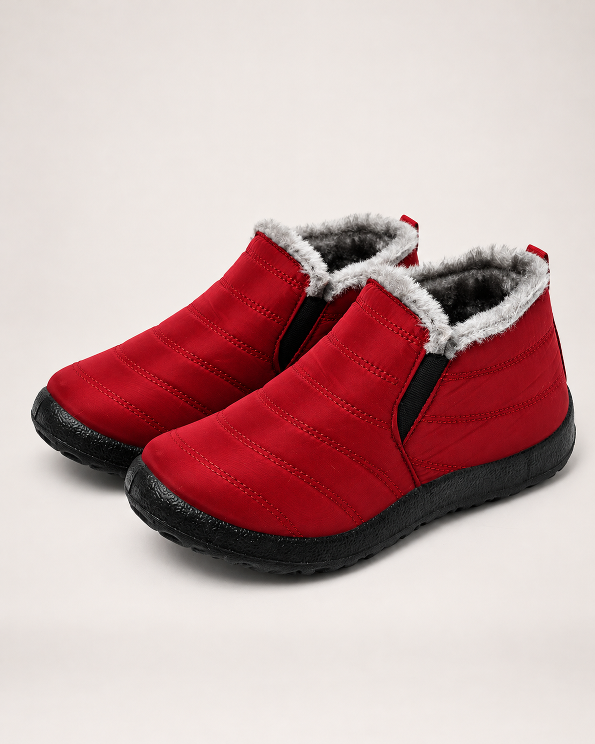 Unisex Winter Boots – Fleece-Lined Slip-On Style in Red